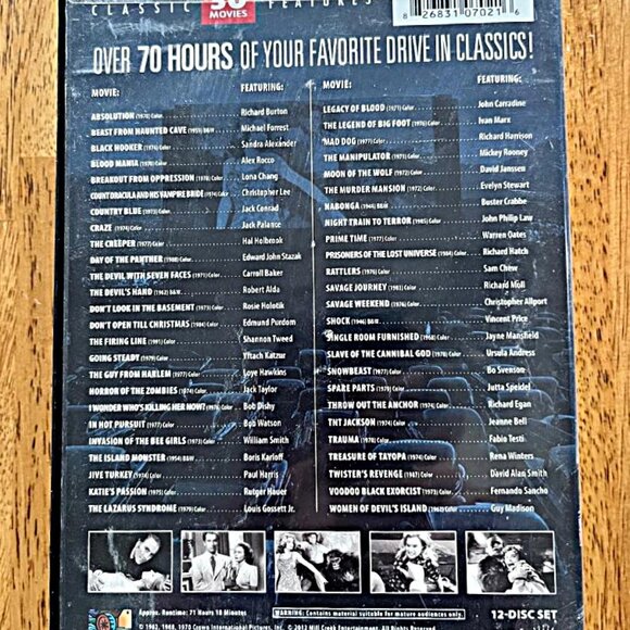 Drive-In Movie Classics 50 Movie Megapack (DVD, 2005, 12-Disc Set).Over 70 Hours - Picture 2 of 5